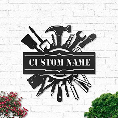 Personalisiertes Hausschild für Bauunternehmer, Metallwandkunst, individuelle Metall-Namensschilder,Tischler Metallschilder