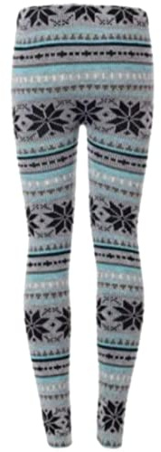 RIDDLED WITH STYLE Women’s Knitted Tartan Winter Leggings Ladies Warm Soft Wool Blend Retro Pants Christmas Festive Check Print Stretchy Slim Fit Trousers UK 8-14