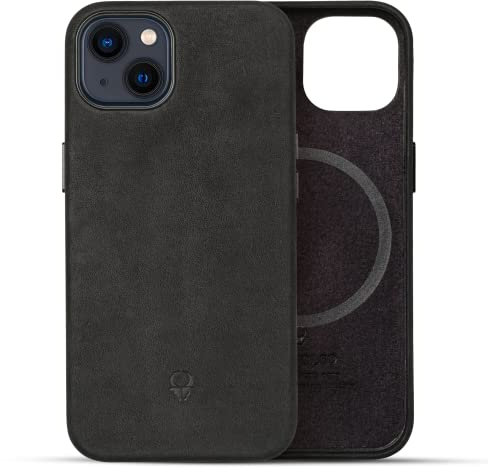 DONBOLSO iPhone 14 Pro Max Lederhülle – Handyschutz kompatibel mit Magsafe – Schützende Starke magnetische Handyhüllen – Lippen-Displayschutz für Apple-Telefone – Hartschalenetui Leder – Schwarz