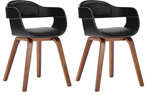 ZEYUAN Esszimmerstühle 2 STK., Küchenstühle, Essstühle, Esstisch Stühle, Dining Chairs, Armlehnstuhl, Living Room Chair, Stühle Esszimmer Set, Armlehnenstuhl, Schwarz Bugholz und Kunstleder