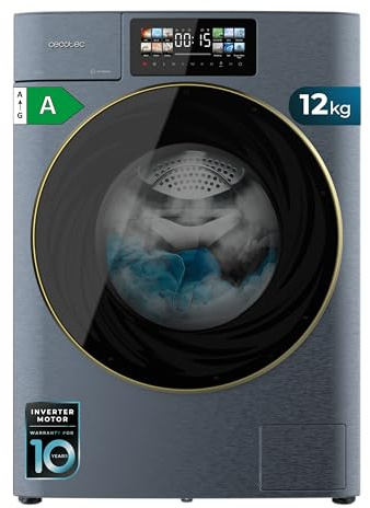 Cecotec Lave-linge Chargement Frontal Bolero DressCode 12950 Autodose Direct Drive 3D Titanium. 1400 RPM, 13 Programmes, Moteur Direct Drive, Design Core Matrix Screen 9,2, Fonctions Smart