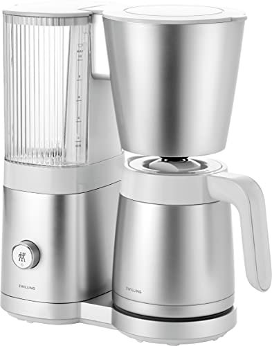 ZWILLING ENFINIGY Filterkaffeemaschine mit 1.25l Thermokanne, Kaffeemaschine mit Boiler, Blooming & smarter Entkalkerfunktion, Edelstahl, Silber