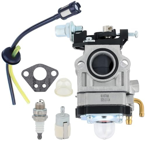 KOSIN Vergaser für Motorsense 52 cc 49 cc 43 cc für Eine Vielzahl von Rasenmähern Freischneidern, Set mit Kraftstoffleitungen, Kraftstofffilter, Zündkerzen, Kraftstoffbecher, Vergaserdichtungen