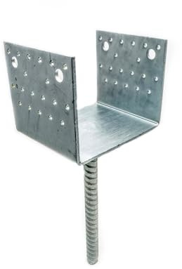 BK Shop Pfostenträger U-Form zum Einbetonieren - 161 x 125 x 120 mm | Stützenfuß 161 x 125 x 120 mm, Pfostenanker Verzinkter Stahl 4 mm, Bodenanker für Holzpfosten