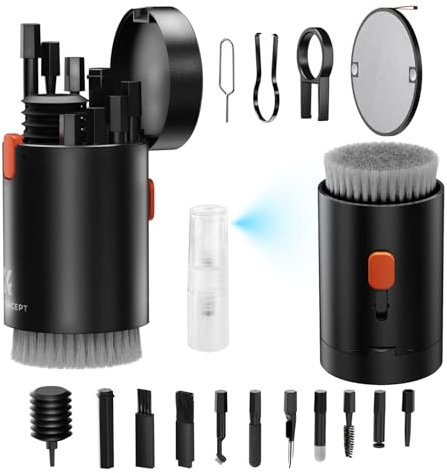 K&F CONCEPT 20 in 1 Tastatur Reinigungsset Multifunktionales für die Reinigung von Elektronikprodukte wie Airpods,Tastaturen, Laptop, PC Zubehör, Kopfhörern, Handys und Kameras,Schwarz