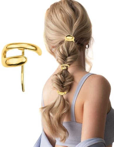 LunarCharm 3 Stück goldene französische Haarspangen, hohe Haarschnallen aus Metall für Pferdeschwanz, dekorative Haarspangen, Haarspangen, Zubehör für Frauen