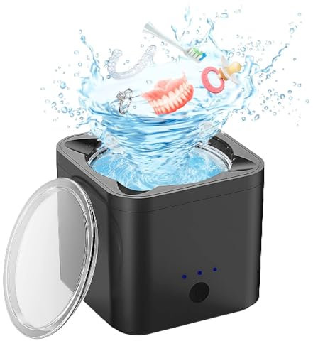 DISHENGZHEN Limpiador ultrasónico de retenedores, Limpiador Profesional de dentaduras postizas, Limpiador ultrasónico de 45 kHz para Joyas, Protector bucal, alineadores, Cabezal de Cepillo de Dientes