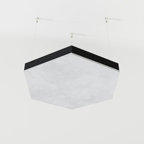 Lot de 2 panneaux acoustiques de plafond en velours « HEXAGON-Cinematic » avec kit de montage | Panneau acoustique décoratif | Couleur : (Blanc, HEXAGON)