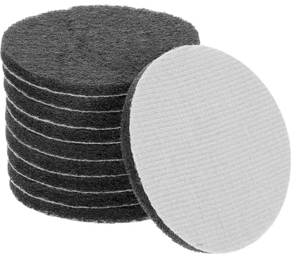sourcing map 10 Stück 10,2 cm Nylon-Reifen, Scheuerschwämme, Körnung 800, Schleifschwämme, Reifen und Schlaufe, Oberflächenbehandlung, Bohrer, Scheuerscheibe, Grau