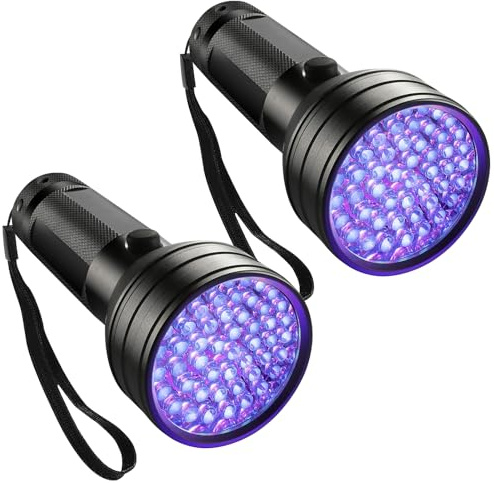 2 unidades de linterna de luz negra UV con 51 LED, lámpara UV, detector de ámbar, detector de orina, detector de billetes, lámpara de luz UV, detector de orina para mascotas en alfombras