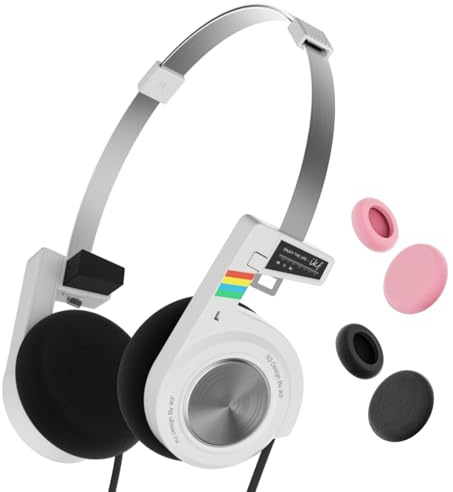 iKF R3 Retro Bluetooth Kabellose (Nicht Verkabelt) Kopfhörer, 60H Spielzeit | 35ms Geringe Latenz, tiefer Bass, Zusammenklappbar, Integriertes Mikrofon, Verschiedene Farbvarianten, Alltag, Reisen, Weiß