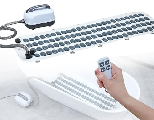 Home Surfing Massage Bath Mat, Non-Slip Bath Spa Massage Mat, 6-Speed Adjustment, with Inflatable Pillow + Remote, Release Tense Muscles, for Most Bathtubs