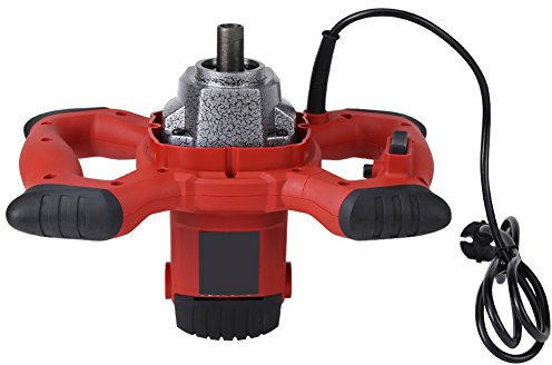 Batidora de Pintura 1500W, Batidora Eléctrica de Mano para Cemento, Batidora de 6 Velocidades con Caja de Cambios de Aluminio, Diseño de Doble, Operación Ergonómica, Color Rojo,