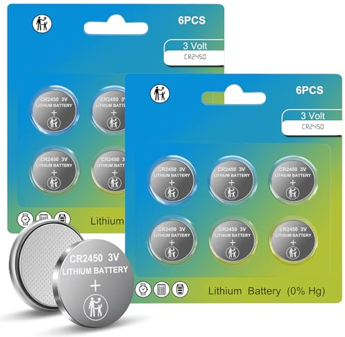 CR2450 Batterie, 2450 Knopfzelle 3V 12 Stück | CR 2450 Batterien Lithium Battery füR Flammenlose Kerzen, SchlüSselanhäNger, Auto-Fernbedienung, Uhr, Taschenrechner