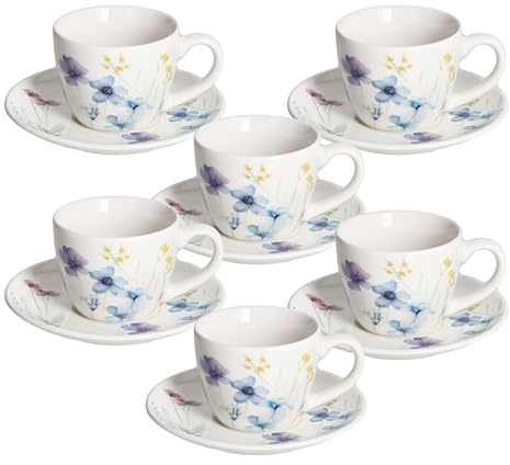 Tognana Florenne, confezione 6 tazze caffè con piatto, New Bone China, multicolor