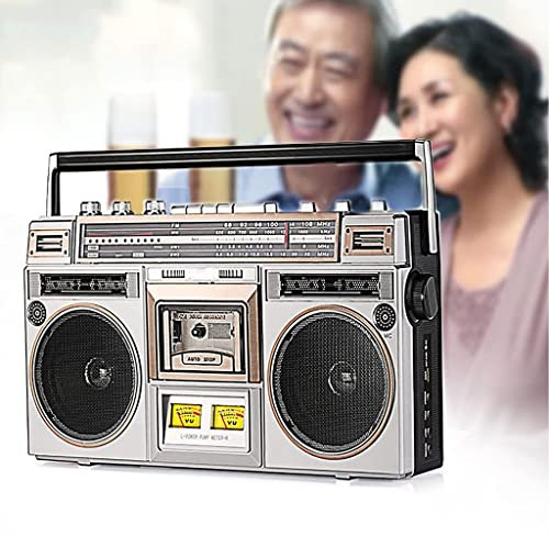 Boombox Bluetooth retro, grabadora de cinta de casete, con radio FM y DAB+, grabación USB, receptor Bluetooth + altavoces, estilo clásico de los años 80 con tecnología moderna