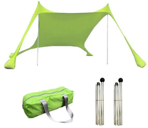 Strandzelt Strandmuschel Tragbar Sonnensegel Strands UV Schutz Sonnenschutz Strands Sonnenzelt Mit 2 Stabilitätsstangen & Tragetasche Für Camping, Angeln, Picknick Im Garten, 200x160x160cm (Grün)