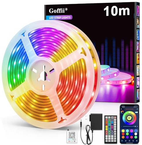 LED Strip 10m, LED Streifen Bluetooth RGB Led Band Selbstklebend mit Fernbedienung und APP. Musik Sync, Timer-Einstellung Dimmbar Led Stripes Lichterkette für Zimmer Partei deko