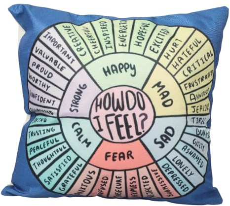 WEKAMOS Emotional Wheel Pillow Covers Soft Cotton Zipper Cushion Case for Home Bedroom and Office Decor Lightweight and Comfortable Throw Pillow Cover for Calming Corner and Therapy Spaces