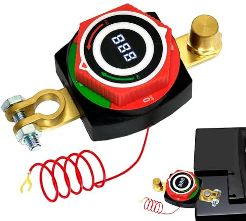 Batterietrennschalter mit Spannungsanzeige, DC 5-80V Schalter mit Voltmeter Batterieschalter, Autobatterie Trennschalter, Trennschalter Wasserdicht, für Auto Motorrad Marine Boat Caravan Yacht