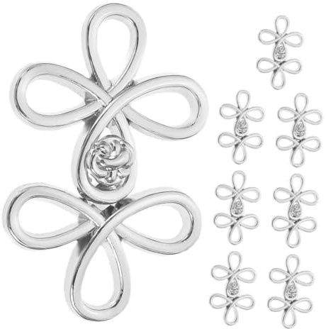 Angoily 8 Pairs Retro Metal Buckle Cape Clasp Pin Shirt Buttons Small Buckle Fastener Buttons for Sewing Garment Metal Fastening Clip Fasteners for Clothing Alloy Silver