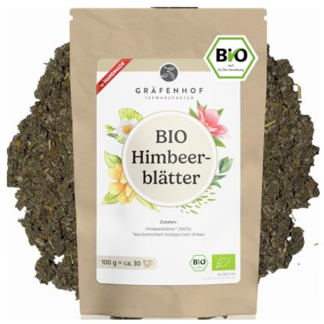 Gräfenhof roter Himbeerblätter Tee BIO 100g I Kräutertee zur Geburtsvorbereitung I Raspberry leaf tea als Schwangerschaftstee & Zyklustee I Aromatischer Frauentee als Geburtsvorbereitungstee