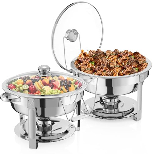 WJYTDHIQS 6L Acciaio Inossidabile Chafing Dish Buffet Set, 2/4/6 Pezzi Set Buffet Scaldavivande, Anti Scaldabagno Buffet Scaldabagno Scaldabagni, per Buffet Matrimoni Feste, Argento