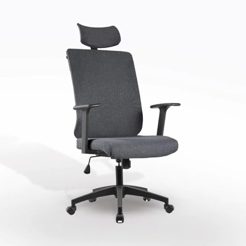 Bissolo Casa Sedia Ufficio Winner, Ergonomica, Tessuto Grigio Scuro, Girevole con Poggiatesta Regolabile, Braccioli Regolabili, Schienale Basculante, 63x65x116-129 cm