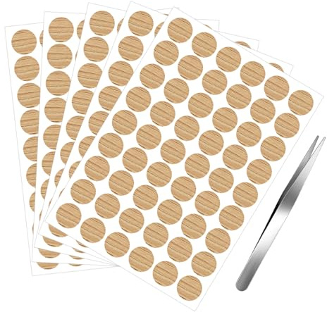 270 Pieces Wood Self Adhesive Screw Cover Caps Screw Hole Covers Stickers 21 Mm Wood Texture Furniture Screws Hole Covers Caps Stickers with Tweezers for Furniture Woods Screws Wall Cabinet Desk