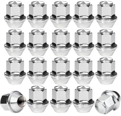 ROJUDAR 20 Pack Professional Wheel Nuts Set for Ford M12x1.5, Aluminum Alloy Steel Hex Wheel Nuts Locking Wheel Nut Bolts Chrome Mild Steel, 19mm Hex Taper Washer for Ford Focus Fiesta Mondeo etc