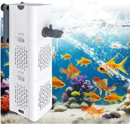 BAIFULAI Filtro per acquario: filtro interno per acquario, 6 W, 500 l/h, con 2 prese d'acqua, pompa filtro silenziosa per 35 – 80 l, serbatoio per acquario, per filtrazione dell'acqua e ossigenazione