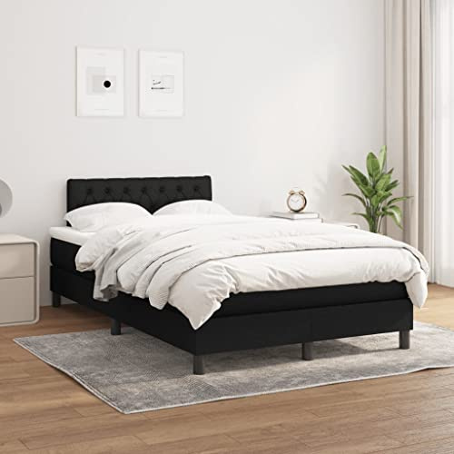 Frdhee Bettgestell Doppelbett Seniorenbett,Boxspringbett mit Matratze Schwarz 120x200 cm Stoff,Bett Für Gästezimmer Schlafzimmer,Leichte Montage, Umfangreicher Stauraum