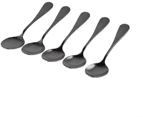BlesConi 5 cucharillas de acero inoxidable para café, té y postres, color negro