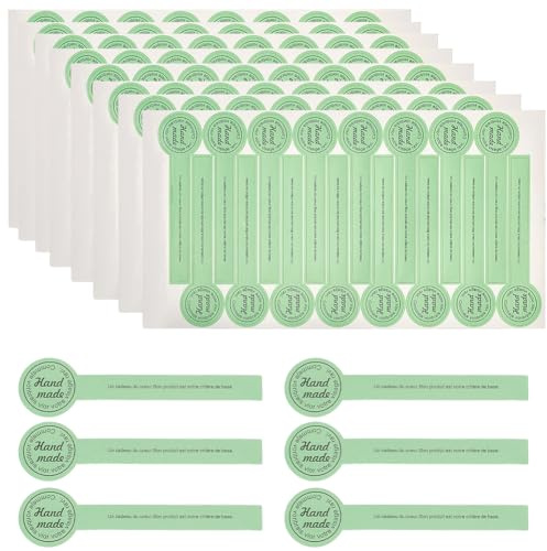 SOFPLATE 20 Sheet 320Pcs Tamper Evident Stickers Handmade Food Labels 4x1in Self-Adhesive Long Hand Made Food Baking Packaging Canning Bottle Sticker Lollipop Sealing Label for Baked Goods Cookie Bags