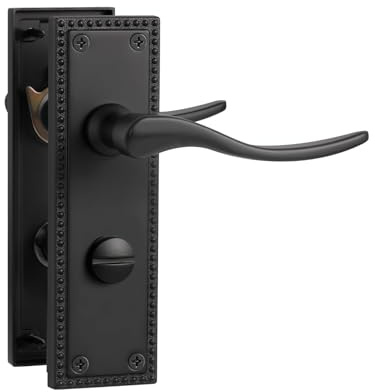 SORWDUERM 1 Pair Victorian Scroll Black Internal Door Handles,Short Bathroom Lever Set for Interior Wooden Doors,Fits Standard UK Door,Zinc Alloy