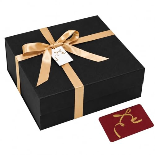 BloomWrap Weiße 33.5x30x12.5cm Geschenkbox, Schimmernde Oberfläche Magnetverschluss Faltbare Starre Karton Geschenkboxen mit Band und Grußkarte für Geschenkverpackung
