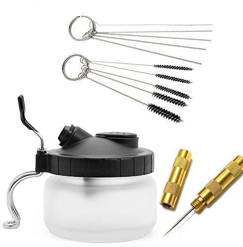 JOYOOO 4 SET aérographe pistolet lavage nettoyage outils -Pot de nettoyage, brosses de nettoyage, nettoyage des aiguilles,Aiguille nettoyage