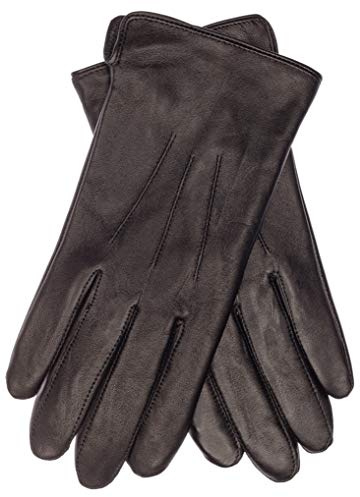 EEM gants en cuir pour homme, cuir italien souple, fonction tactile, doublure polaire, noir L