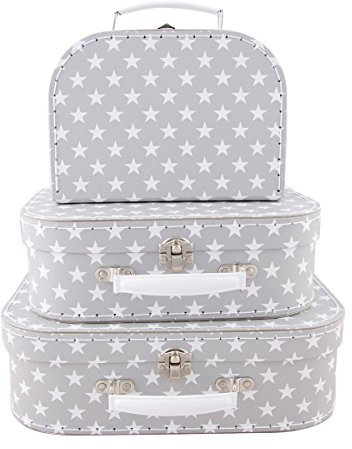 Sass and Belle by RJB Stone Koffer, Trolley, 3-teiliges Kofferset mit Sternen, Grau, 3 Unité (Lot de 1)