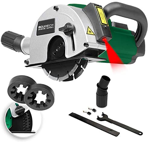 Scanalatrice per Tracce Muro da 1700W con Laser Guida, 2 Lame Diamantate e Adattatore Aspirapolvere Scanalatore Fresa per Muratura e Cartongesso con cavo da 3MT