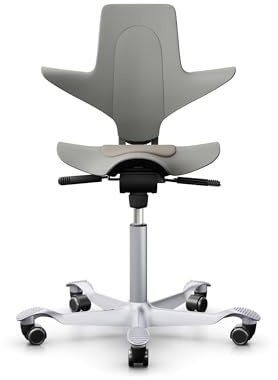 HAG Capisco Puls 8010 Clay - Modern Arbeitsstuhl mit Wippmechanismus in Grau und Silber metallic