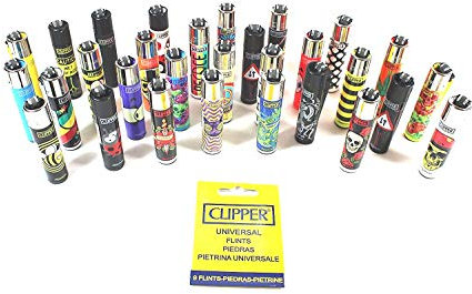 CLIPPER® Wundertüten Überraschungsmix Collector Mix Clipper Feuerzeuge plus gratis Zugaben (15 Clipper + gratis Clipper Feuersteine), Nylon, Klassisch