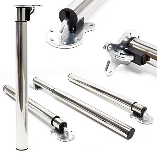 Wiltec Tischbein 4er Set Möbelfuß höhenverstellbar 70-110cm Nickel