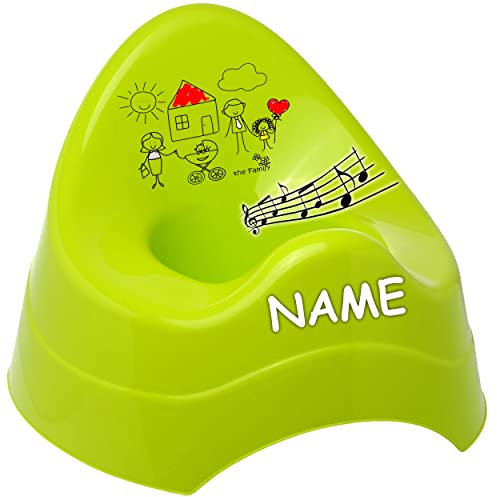 Musik & Sound - Töpfchen/Nachttopf/Babytopf - grün - apfelgrün kleine Familie - gemalt inkl. Name - Bieco - Melody - mit großer Lehne + Spritzschutz -..