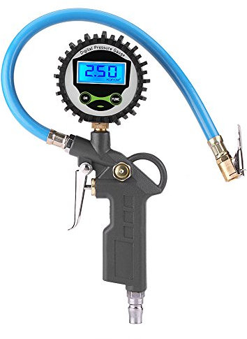 Keenso Digital Reifenfüller Manometer, LCD Manometer mit Gummischlauch für Auto Auto Motorrad Fahrrad LKW