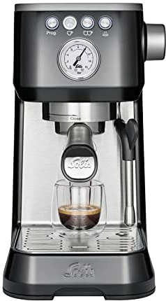 Solis Espressomaschine Barista Perfetta Plus 1170 - Siebträgermaschine - Manometer - Dampf-/Heißwasserdüse - Temperaturregler - 54 mm Siebträger - Doppelauslauf - Schwarz