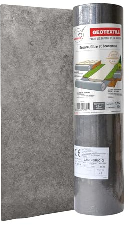 Jardibric - Géotextile 0,70 x 60 m 100g/m² - Toile Anti Mauvaise Herbe Jardin - Polypropylène