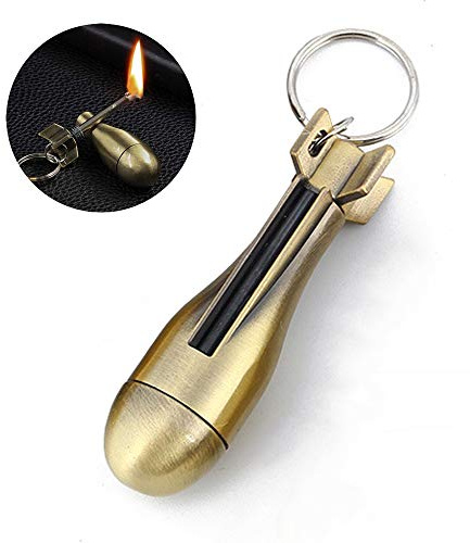 AIKENR Keychain Matchstick Fire Starter, Permanent Match Flint Metal Keychain Lighter, Great Kerosene Refillable Keychain Lighter for Outdoor Camping