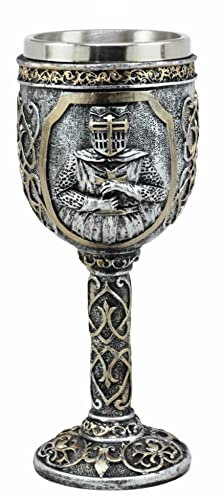 Caballero Templario Cáliz de plata Crusader estilo medieval ornamento gótico decoración