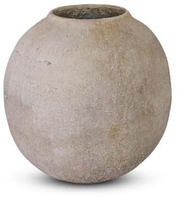 Loberon Vase Samai, antikbeige | Handgemachtes Finish, Klassisches Design, Antikbeige, perfekt für Trockengestecke, Polyresin